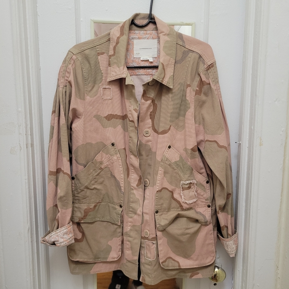 Anthropologie Distressed Camouflage Utility Jacket Size Med NWOT Gorpcore - Picture 4 of 10